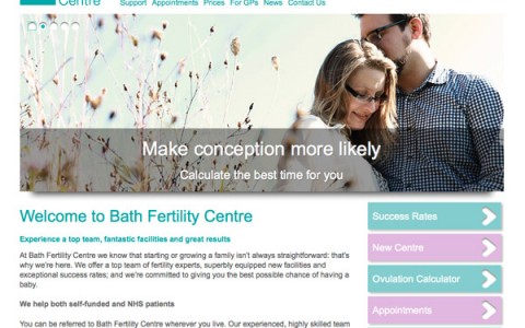Responsive website homepage for Bath Fertility Centre Responsive website Home page - Bath fertility Centre